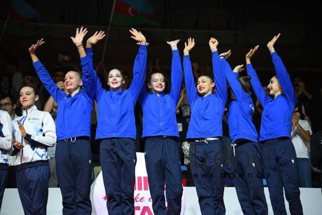 В Баку состоялась церемония награждения победителей чемпионата Европы среди команд в групповых упражнениях  Азербайджан Баку 21 май 2023